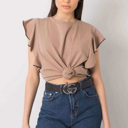 Elegant Frill Sleeve Blouse in Cotton