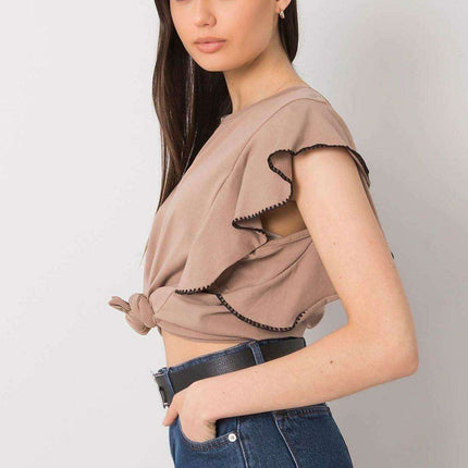 Elegant Frill Sleeve Blouse in Cotton