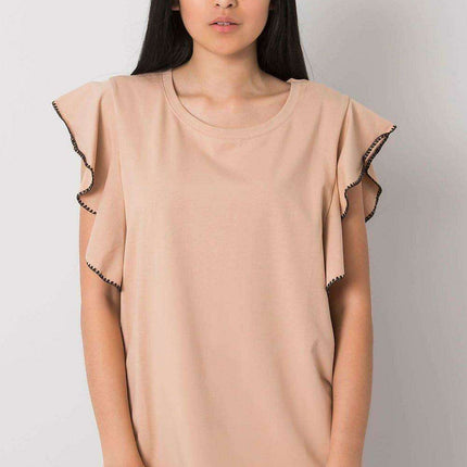 Elegant Frill Sleeve Blouse in Cotton