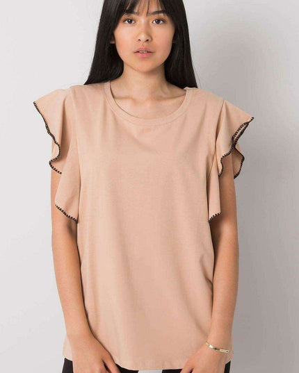 Elegant Frill Sleeve Blouse in Cotton