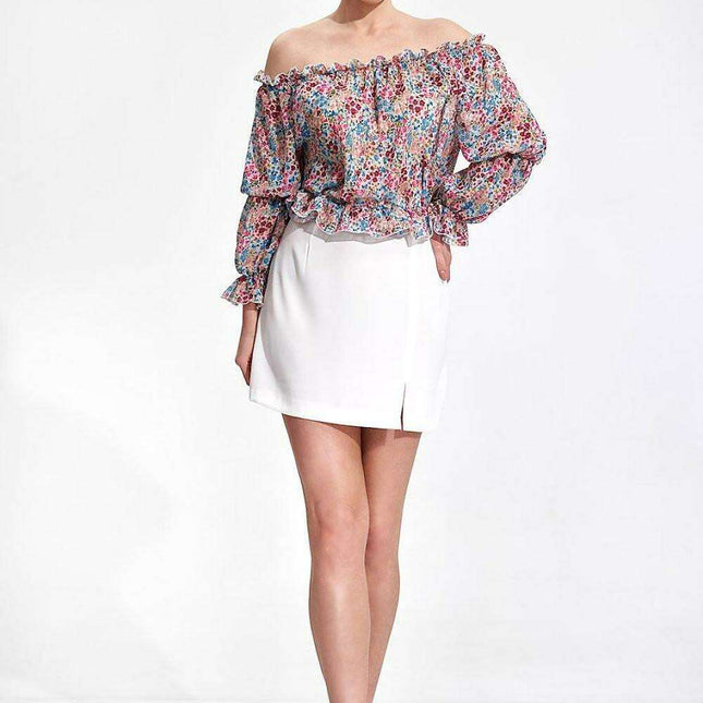Elegant Spanish Long Sleeve Blouse with Flexible Hem