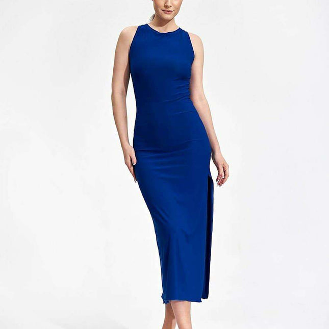 Sophisticated Back-Tie Midi Dress with Flattering Features