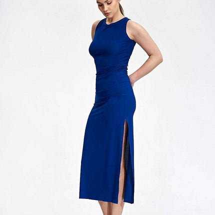 Sophisticated Back-Tie Midi Dress with Flattering Features