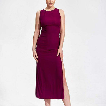 Sophisticated Back-Tie Midi Dress with Flattering Features