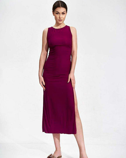 Sophisticated Back-Tie Midi Dress with Flattering Features