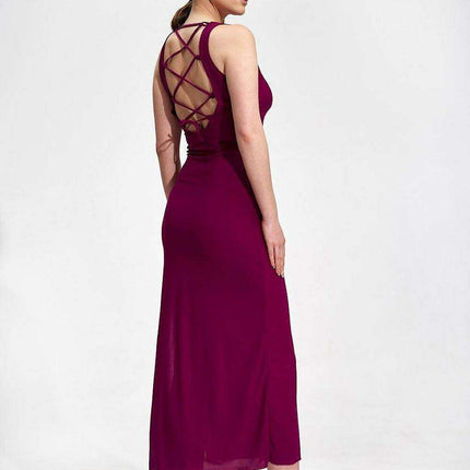 Sophisticated Back-Tie Midi Dress with Flattering Features