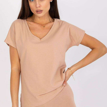 Charming Heart Neckline Cotton T-Shirt for Casual Elegance