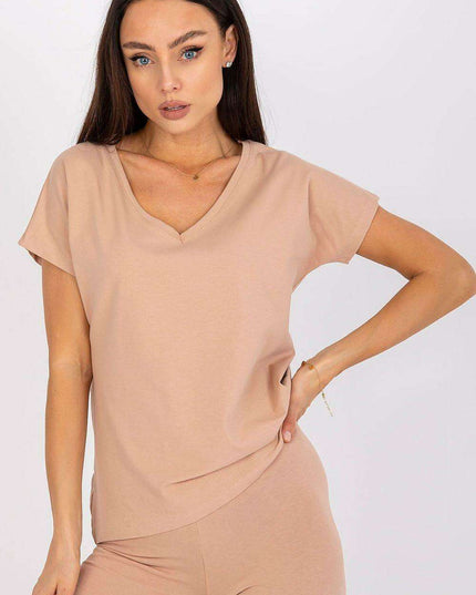 Charming Heart Neckline Cotton T-Shirt for Casual Elegance