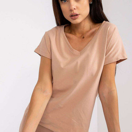 Charming Heart Neckline Cotton T-Shirt for Casual Elegance