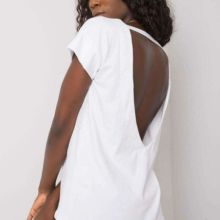 Romantic Heart Cutout Blouse - Trendy Cotton Blend with Short Sleeves