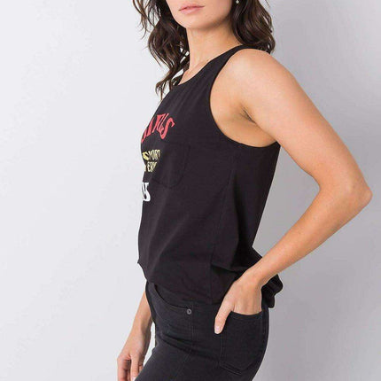 Chic Sleeveless Top with Unique Graphic Design