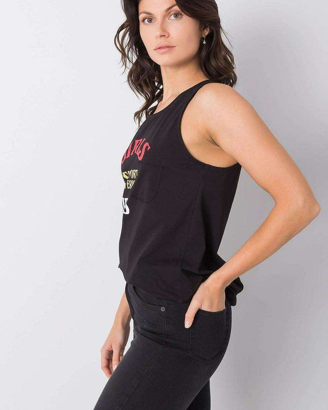 Chic Sleeveless Top with Unique Graphic Design