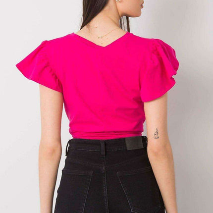 Chic Frilled Cotton Short-Sleeve Blouse