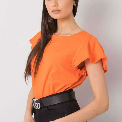 Chic Frilled Cotton Short-Sleeve Blouse