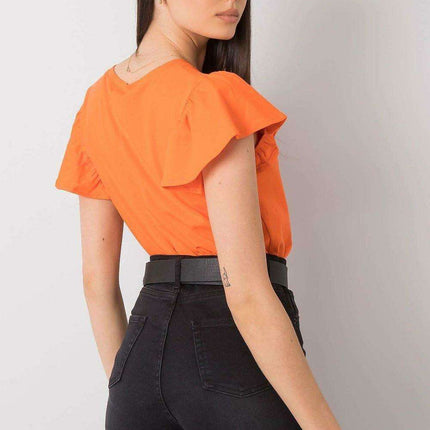 Chic Frilled Cotton Short-Sleeve Blouse