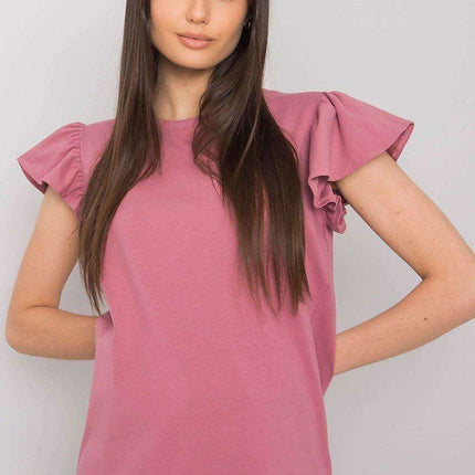 Chic Frilled Cotton Short-Sleeve Blouse