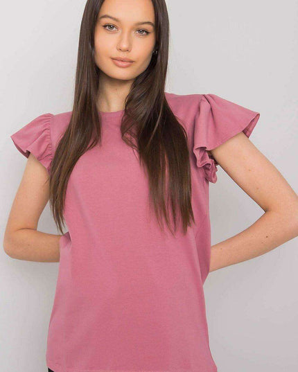 Chic Frilled Cotton Short-Sleeve Blouse