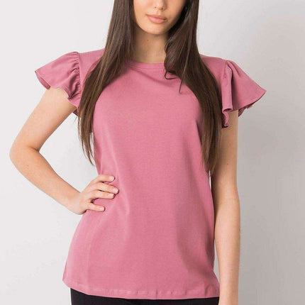 Chic Frilled Cotton Short-Sleeve Blouse