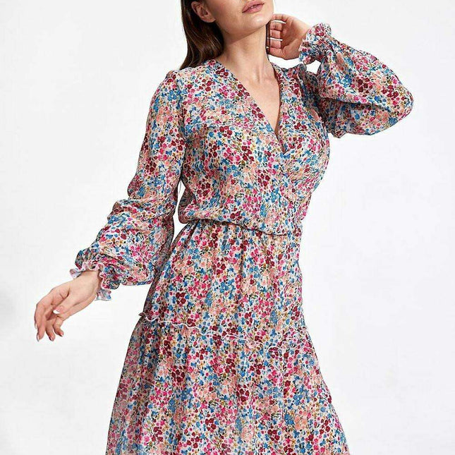 Playful Ruffled Summer Mini Dress with Long Sleeves