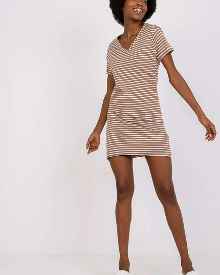 Summer Breeze Striped Cotton Dress with Short Sleeves
