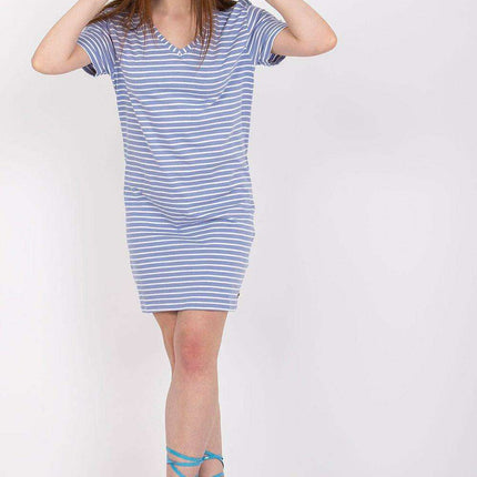 Summer Breeze Striped Cotton Dress with Short Sleeves