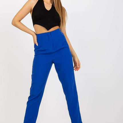 Trendy High-Waisted Zippered Trousers with Faux Side Pockets for Women
