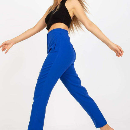 Trendy High-Waisted Zippered Trousers with Faux Side Pockets for Women