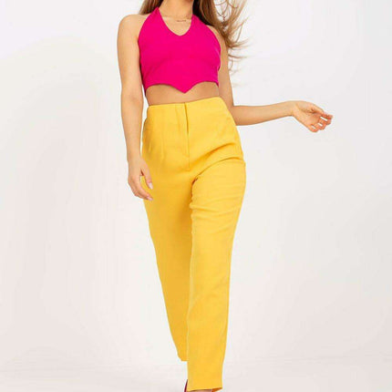 Trendy High-Waisted Zippered Trousers with Faux Side Pockets for Women