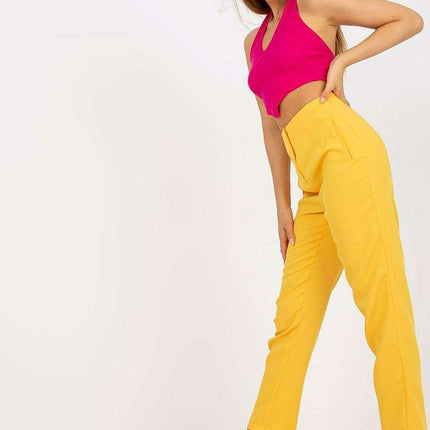 Trendy High-Waisted Zippered Trousers with Faux Side Pockets for Women
