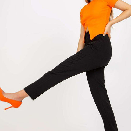 Trendy High-Waisted Zippered Trousers with Faux Side Pockets for Women