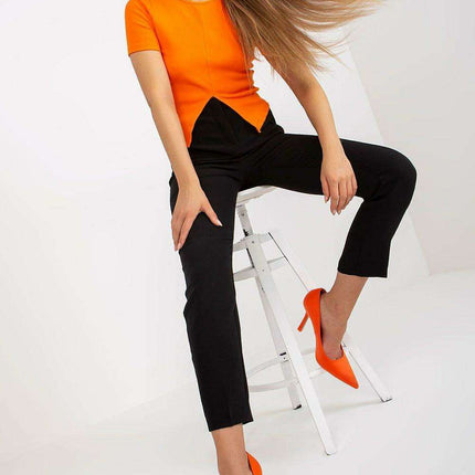 Trendy High-Waisted Zippered Trousers with Faux Side Pockets for Women