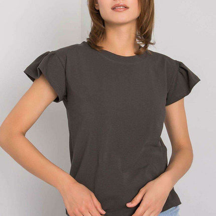 Elegant Parisian Frilled Sleeve Cotton Blend Top for Women