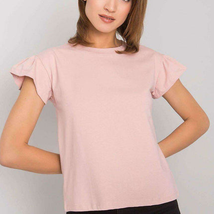 Elegant Parisian Frilled Sleeve Cotton Blend Top for Women