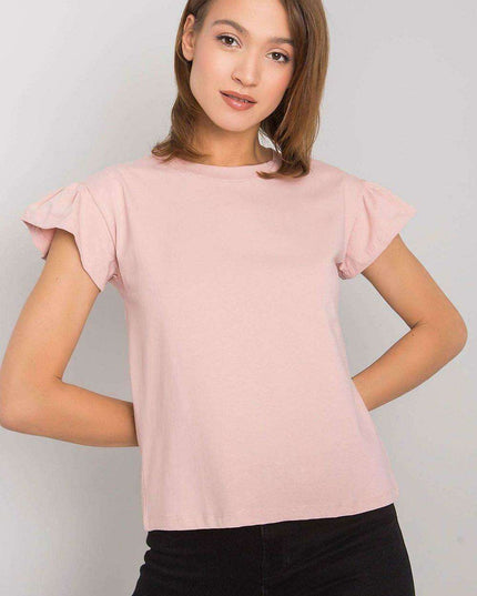 Elegant Parisian Frilled Sleeve Cotton Blend Top for Women