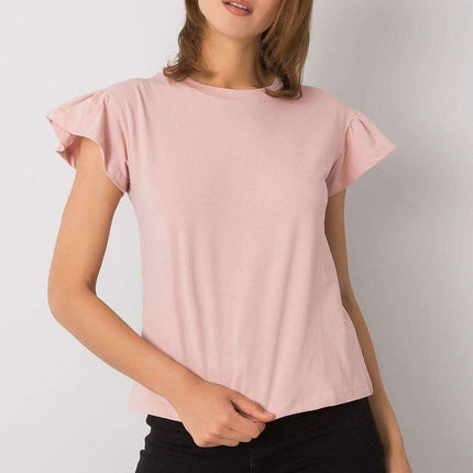 Elegant Parisian Frilled Sleeve Cotton Blend Top for Women