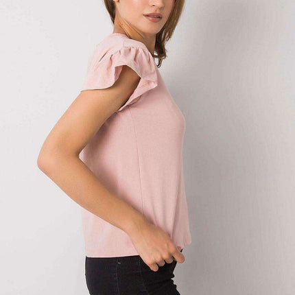 Elegant Parisian Frilled Sleeve Cotton Blend Top for Women