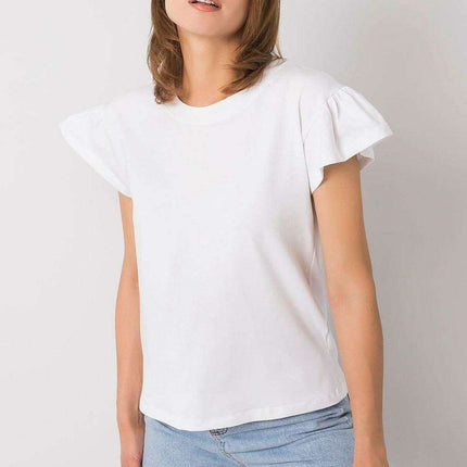 Elegant Parisian Frilled Sleeve Cotton Blend Top for Women