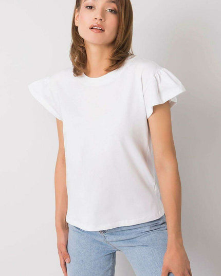 Elegant Parisian Frilled Sleeve Cotton Blend Top for Women