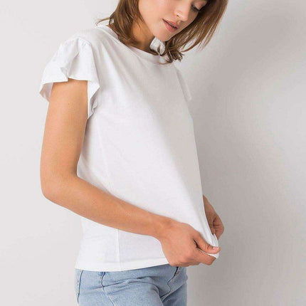 Elegant Parisian Frilled Sleeve Cotton Blend Top for Women