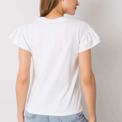 Elegant Parisian Frilled Sleeve Cotton Blend Top for Women