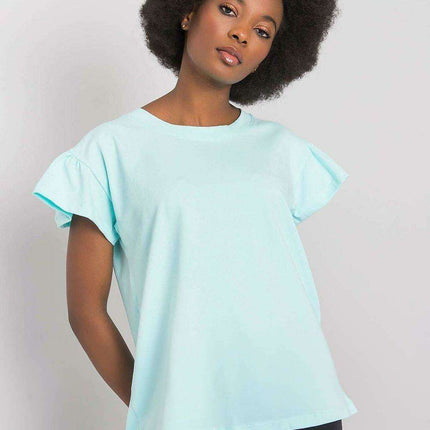 Elegant Parisian Frilled Sleeve Cotton Blend Top for Women