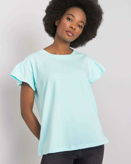 Elegant Parisian Frilled Sleeve Cotton Blend Top for Women