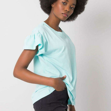 Elegant Parisian Frilled Sleeve Cotton Blend Top for Women