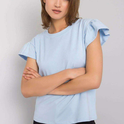 Elegant Parisian Frilled Sleeve Cotton Blend Top for Women