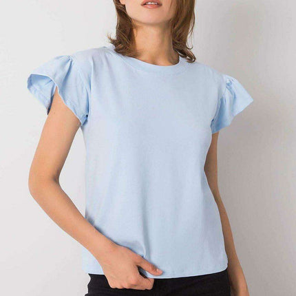 Elegant Parisian Frilled Sleeve Cotton Blend Top for Women