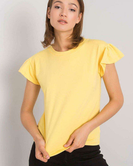 Elegant Parisian Frilled Sleeve Cotton Blend Top for Women