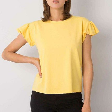 Elegant Parisian Frilled Sleeve Cotton Blend Top for Women