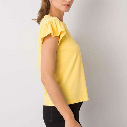 Elegant Parisian Frilled Sleeve Cotton Blend Top for Women