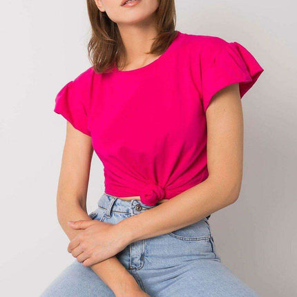 Elegant Parisian Frilled Sleeve Cotton Blend Top for Women