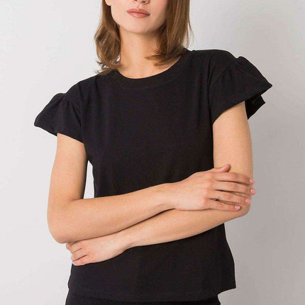 Elegant Parisian Frilled Sleeve Cotton Blend Top for Women